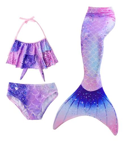 Traje De Baño Para Niñas De Sirena Bikini Con Cola Piezas MercadoLibre