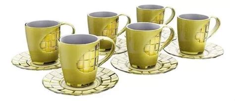 Set De 6 Tazas Con Platillos 250 Ml Crippa Yellow MercadoLibre