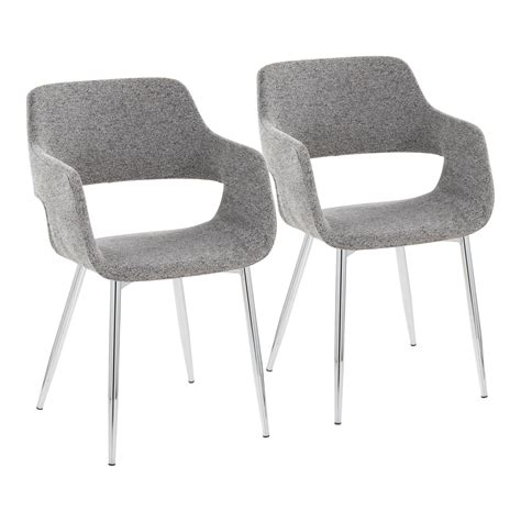 Margarite Contemporary Accent Chair in Grey Fabric with Chrome Legs fo