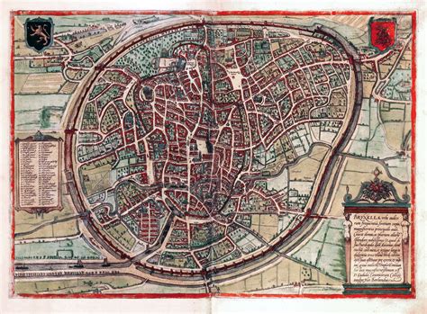 Large detailed medieval map of Brussels city | Brussels | Belgium