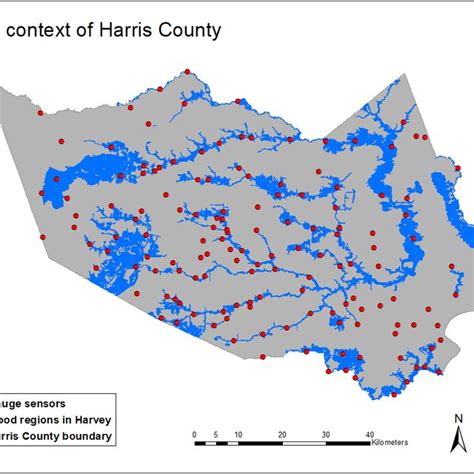 Overview of Harris County. Blue regions represent flood zones of Harris ...