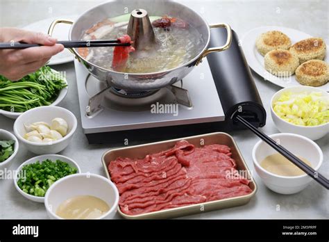 Beijing Shuan Yang Rou Chinese Hot Pot Lamb Shabu Shabu Stock Photo Alamy