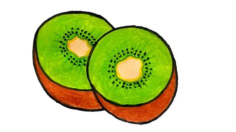 How To Draw A Kiwi Kiwi Fruit Drawing Kiwi Fruit Drawing Step By