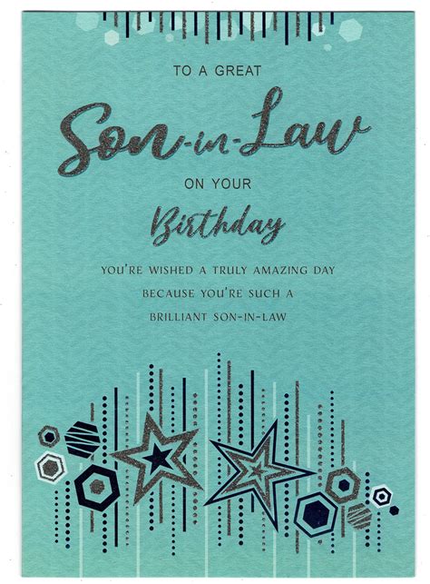 Son In Law Birthday Card Contemporary Design Sentiment Verse With