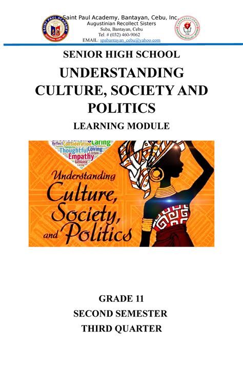 Module Ucsp 12 Understanding Culture Society And Politics Saint Paul Academy Bantayan Cebu