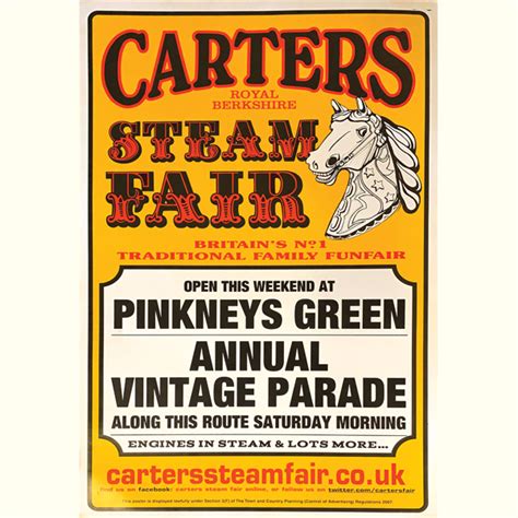 Carters Steam Fair at Pinkneys Green Annual Parade Poster - CARTERS ...