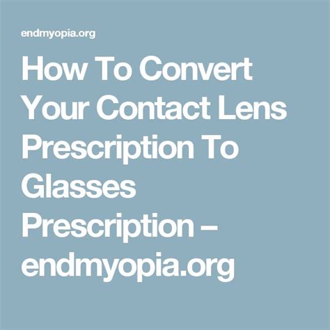 How To Convert Your Contact Lens Prescription To Glasses Prescription