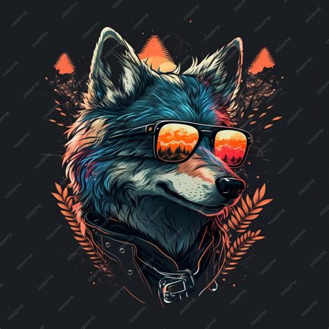 Premium Ai Image Illustration Of A Adorable Wolf Wearing Sunglasses