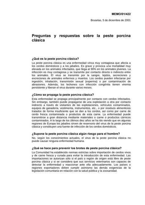 Pdf Preguntas Y Respuestas Sobre La Peste Porcina Cl Sica Dokumen Tips