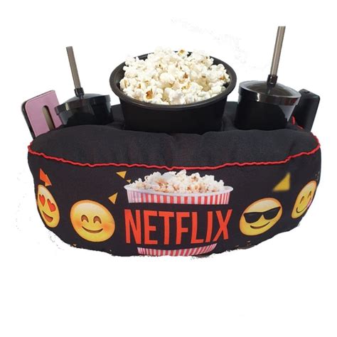 Kit Almofada Porta Pipoca Balde Copos Emoticons Netflix