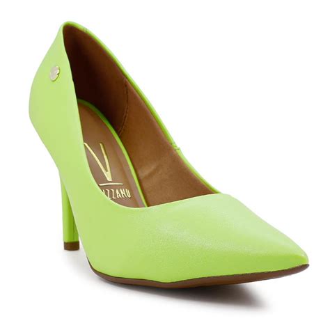 Scarpin Vizzano Pelica Salto Alto Bico Fino Verde Limão Compre Agora