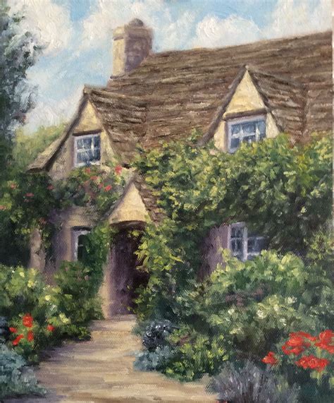 Cotswold Cottage 10x8 Oil Painting Cotswold Cottage Closer To