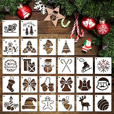 Amazon Pcs Stencils Painting Reusable Christmas Drawing