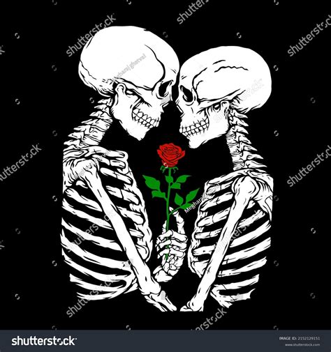 Skeleton In Love Flower Frame Royalty Free Vector Image Off