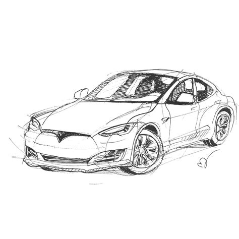 I love sketching!Fineliner and paper,tesla model s : teslamotors