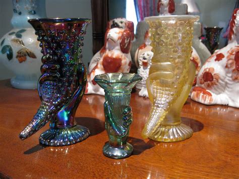 Antiques Shamtiques Carnival Glass Hand Vases Jain And Fenton