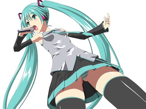 Aqua Eyes Aqua Hair Cameltoe Hatsune Miku Microphone Panties Skirt