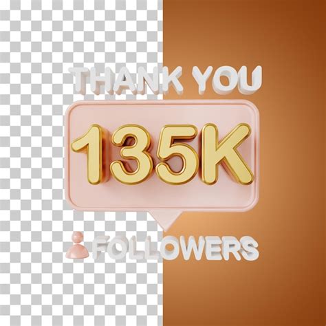 Premium Psd 135k Followers Gold 3d Rendering