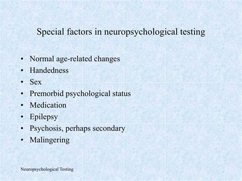 Ppt Neuropsychological Testing Continued Multi Dimensional