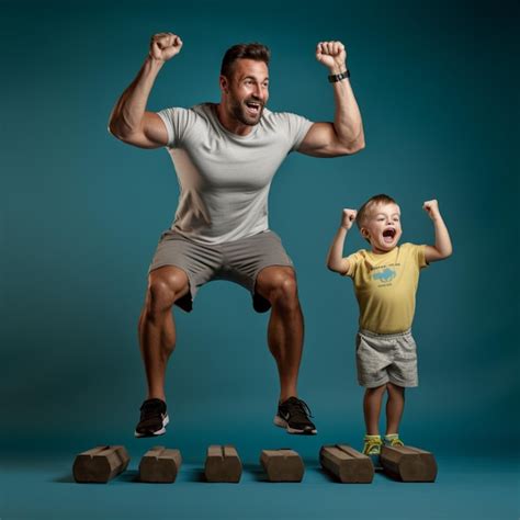 Premium AI Image | father and son exercising