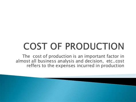 Cost of production Managerial Economics