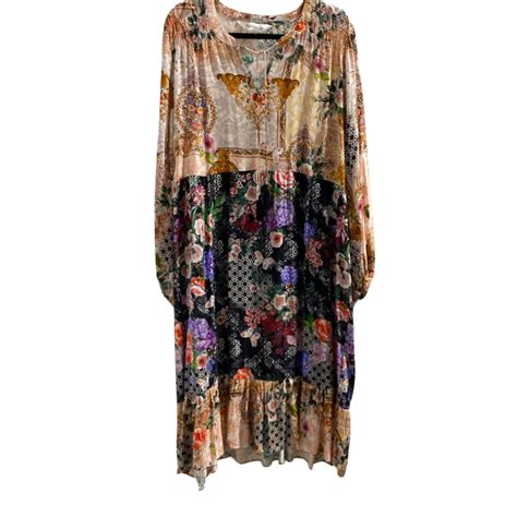 Virtuelle Womens Size Floral Multicoloured Long Sleeve Amidi Dress S