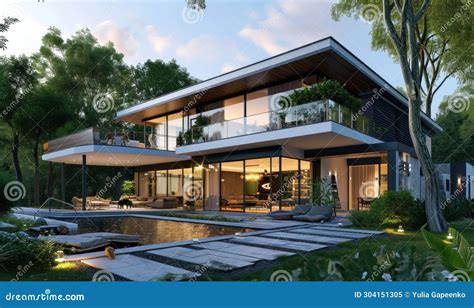 Modern House with an Open Floor Plan Stock Image - Image of beautiful ...