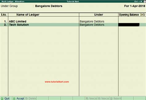 How To Create Ledgers In Tally Multiple Ledgers