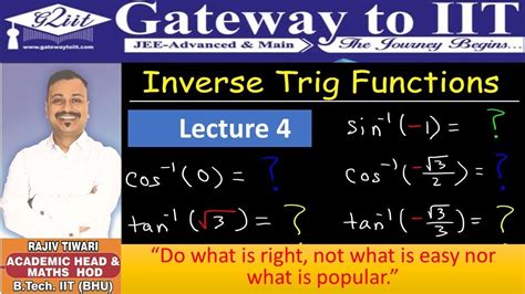 Inverse Trigonometric Function L Itf Class Jee Advanced