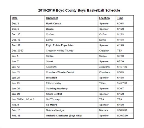 14+ Basketball Schedule Templates & Samples - DOC, PDF