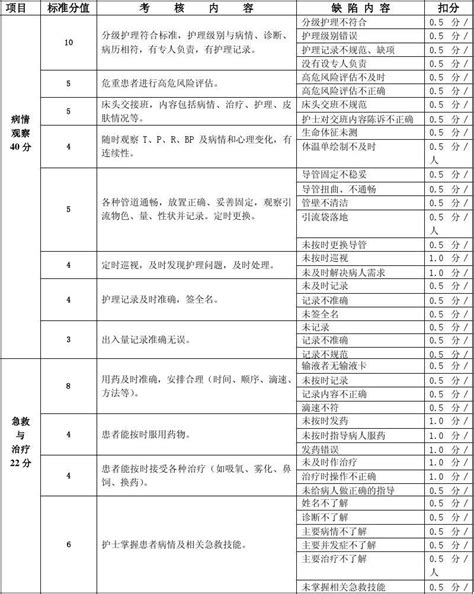 特级、一级护理质量考核标准 Word文档在线阅读与下载 无忧文档