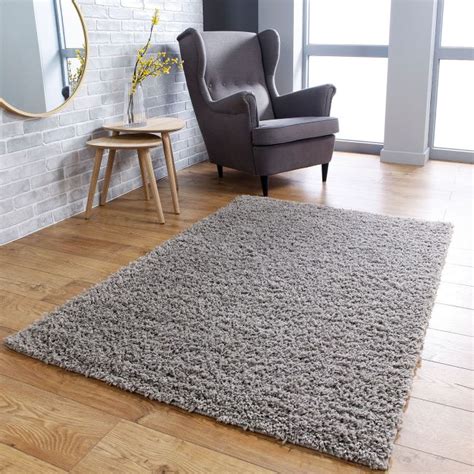 Buy Isla Grey Plain Shaggy Rug Therugshopuk