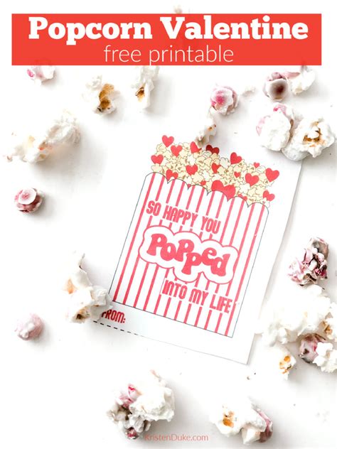 Valentine Popcorn with Printable Valentine | Kristen Duke