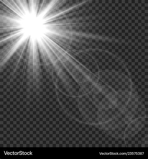 Sunlight isolated sun rays light lens flare glare Vector Image