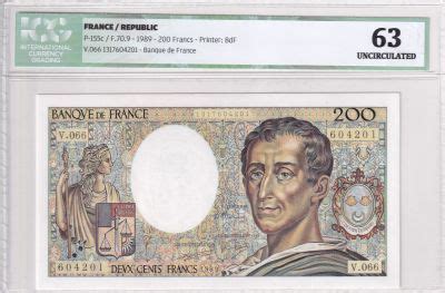 Billet France Francs Montesquieu S Rie V Icg Unc