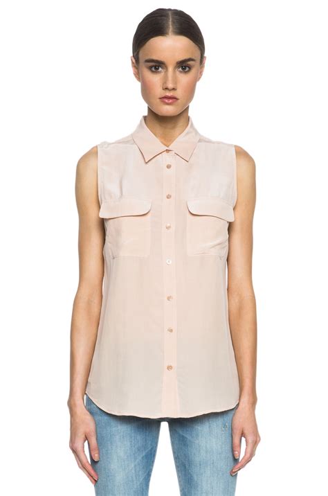 Equipment Slim Signature Silk Blouse In Nude FWRD