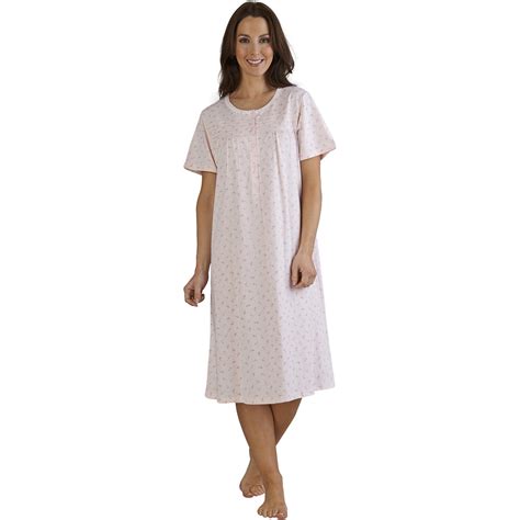 Ladies Slenderella Floral Night Dress Womens 100 Cotton Short Sleeved Nightgown