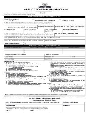 Application For Mri Sri Claim Fill Online Printable Fillable Blank