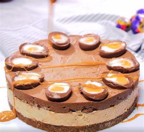 Gâteau au fromage sans cuisson au caramel et aux oeufs Cadbury