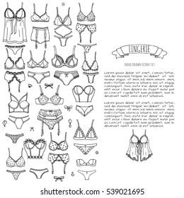 Hand Drawn Doodle Lingerie Icon Set Stock Vector Royalty Free