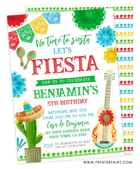 Fiesta Birthday Party Invitation | PrinterFairy