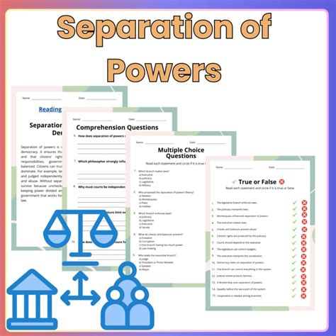 Separation Of Powers Worksheet Answers