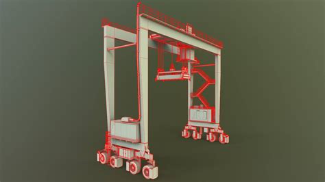 Rubber Tyred Gantry Crane Rtg V Green Light D Model By Pbr Cool