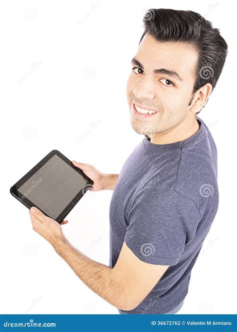 Man Using Tablet Computer Or IPad Stock Photo Image Of Mature Gadget 36672762