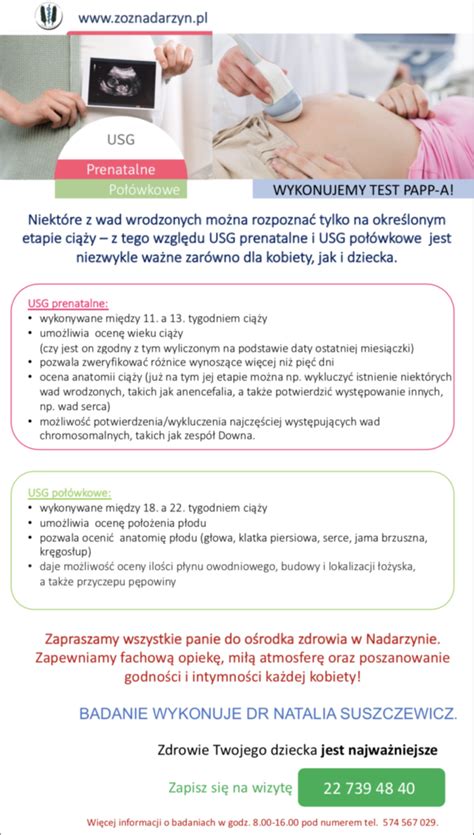 Badanie Prenatalne Po Wkowe Test Papp A Spg Zoz W Nadarzynie