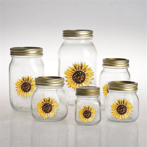 4oz 8oz 12oz 16oz 32oz 64oz Clear Wide Mouth Glass Mason Jar For Food Storage With Metal Screw