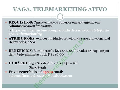 Emprego Para Telemarketing Ativo Em Teresina PI Themos Vagas