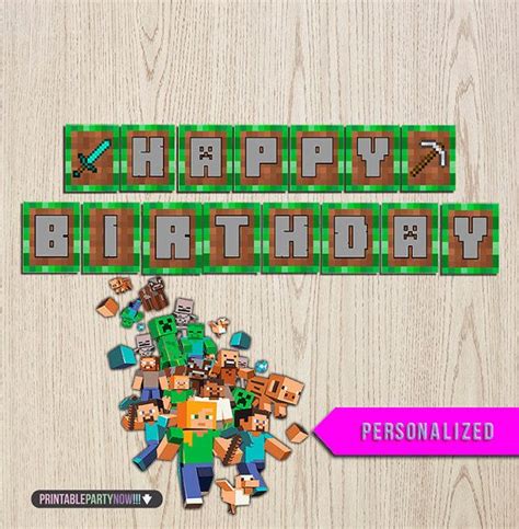 Minecraft Birthday Banner Minecraft Banner by printablepartynow, $3.00 | Minecraft birthday ...