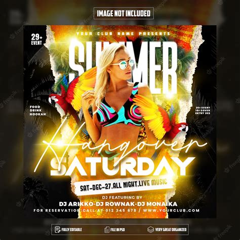 Premium Psd Hangover Saturday Party Flyer Social Media Post Template Premium Psd