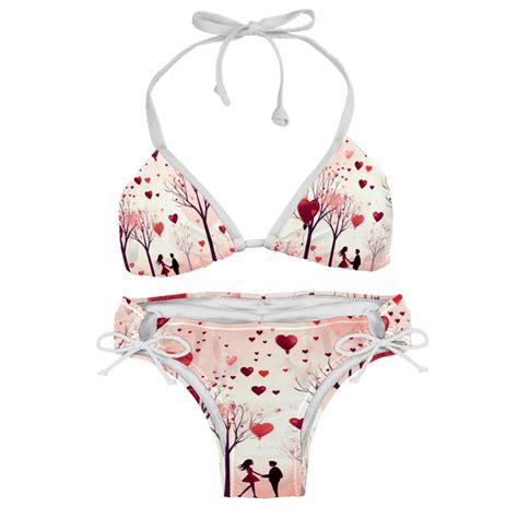 Valentine S Day Love Detachable Sponge Adjustable Strap Bikini Set Two